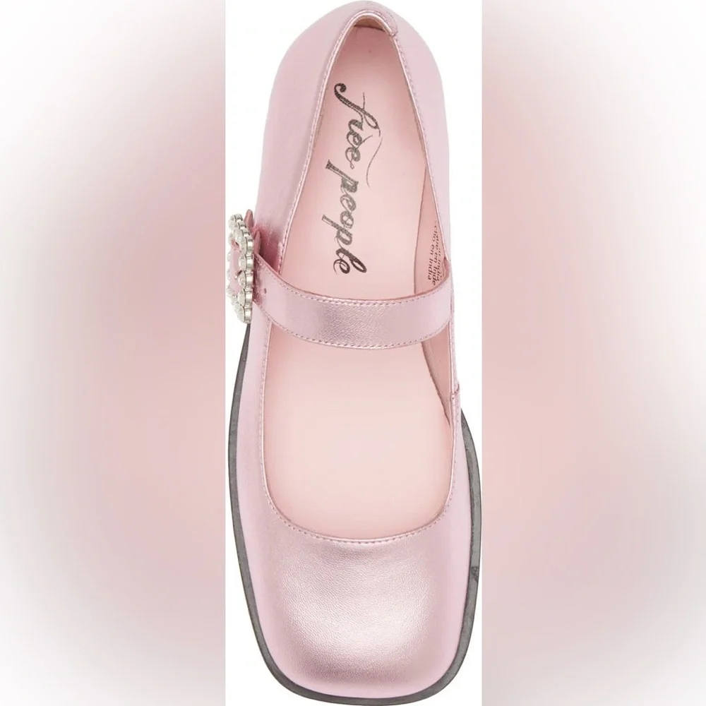 FREE PEOPLE Leather Diamanté Mary Janes